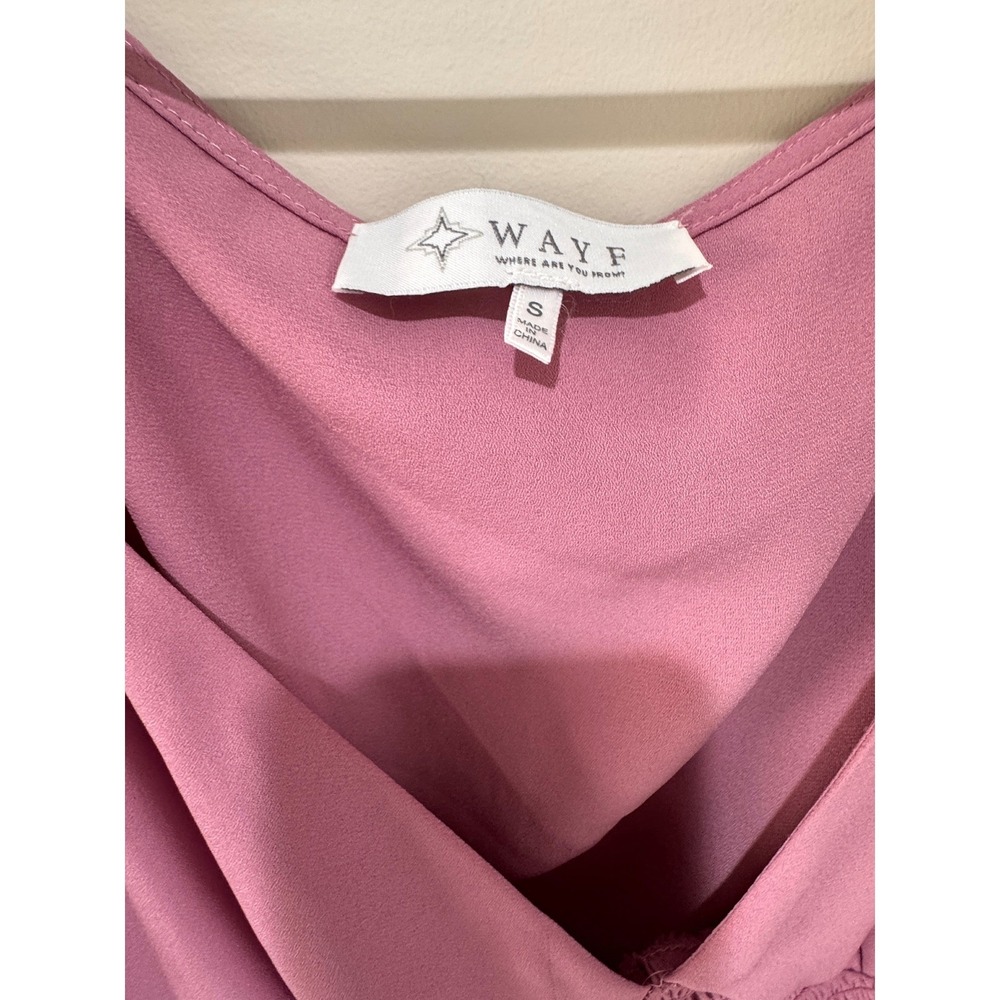 WAYF Peplum Blouse Women Small Pink Smocked Waist Puff Sleeve Romantic Coquette - Picture 3 of 10